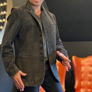 John Varvatos Dark Green Suede Sports Jacket